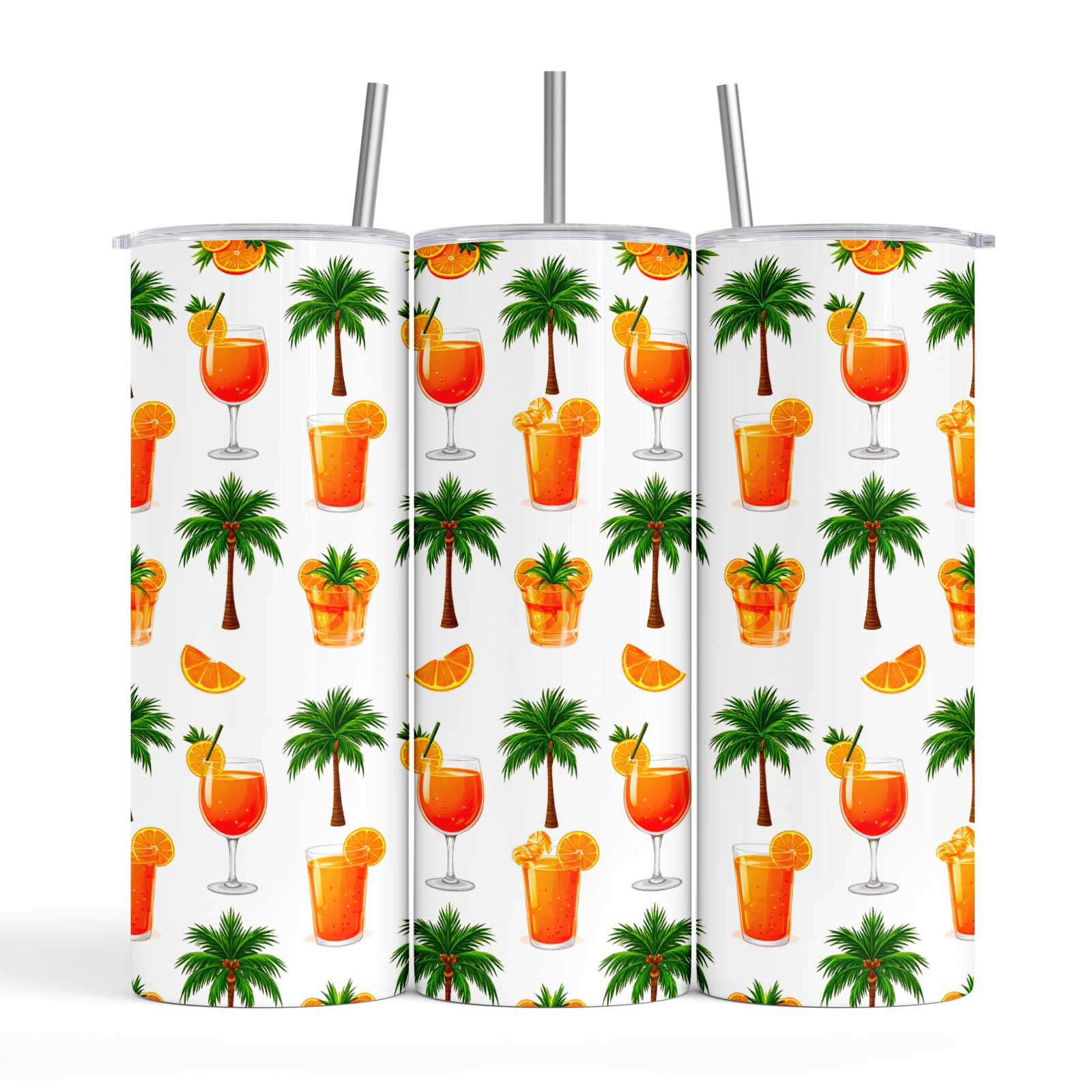 Palm Trees & Orange Cocktail 20oz Tumbler with Straw